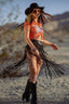 black pleather fringe skirt