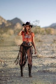 faux leather fringe skirt