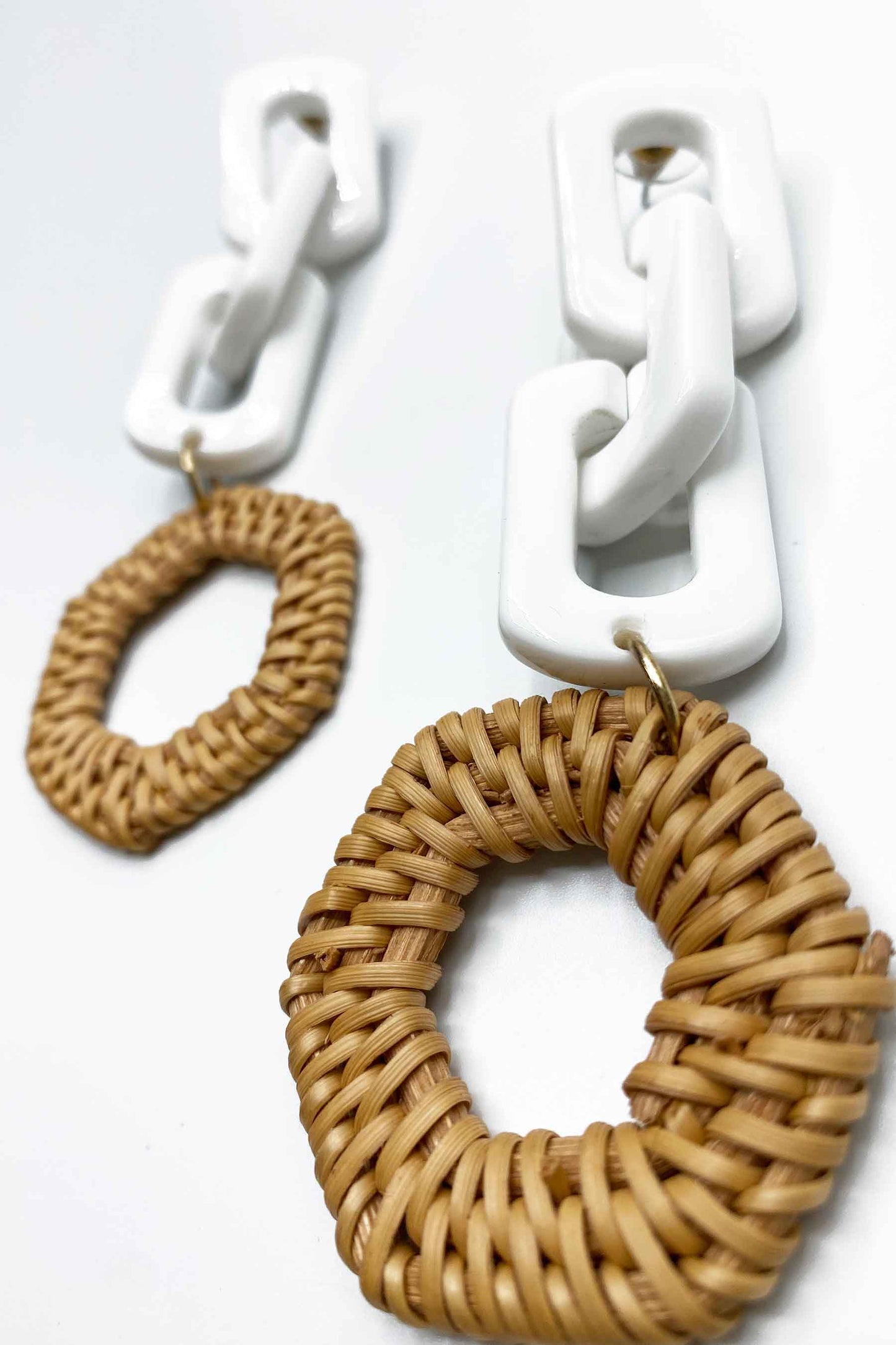 white rattan earrings