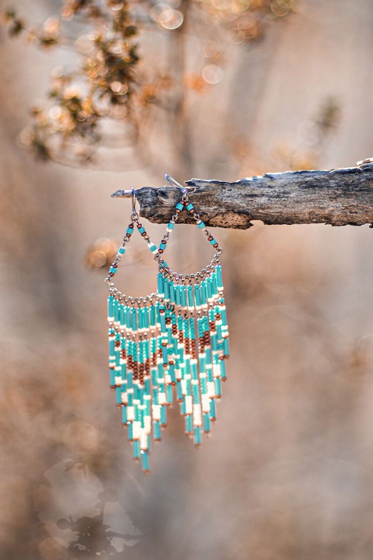 turquoise seed bead earrings