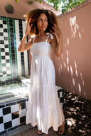 organic smocked midi sundress