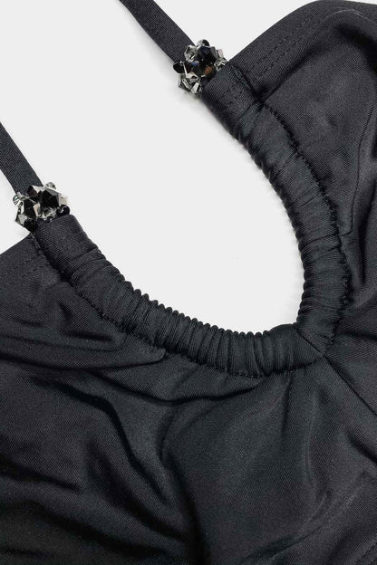 black halter bandeau bikini top