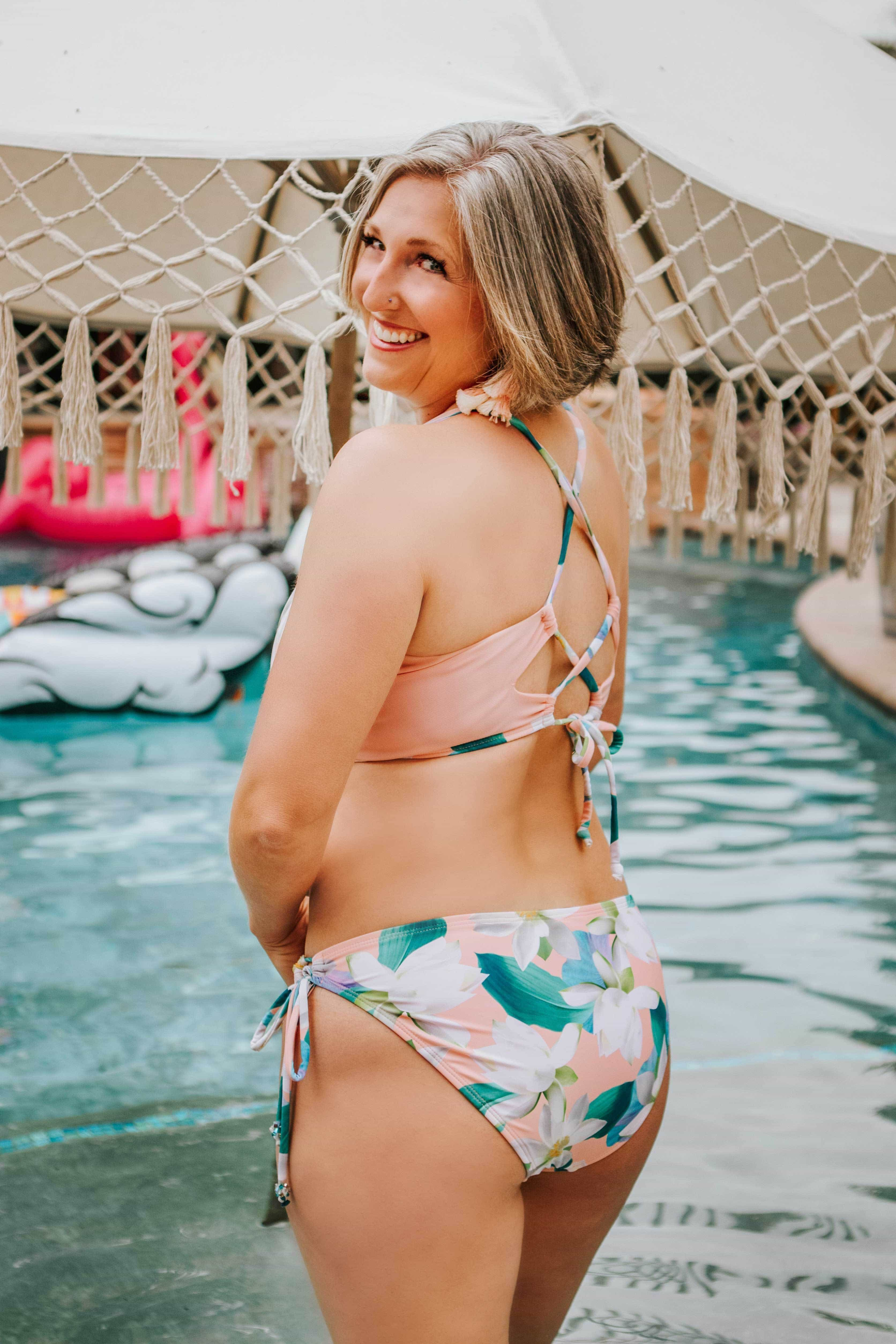 Tie Bikini Bottoms Designer Swimwear for Breast Cancer Survivors