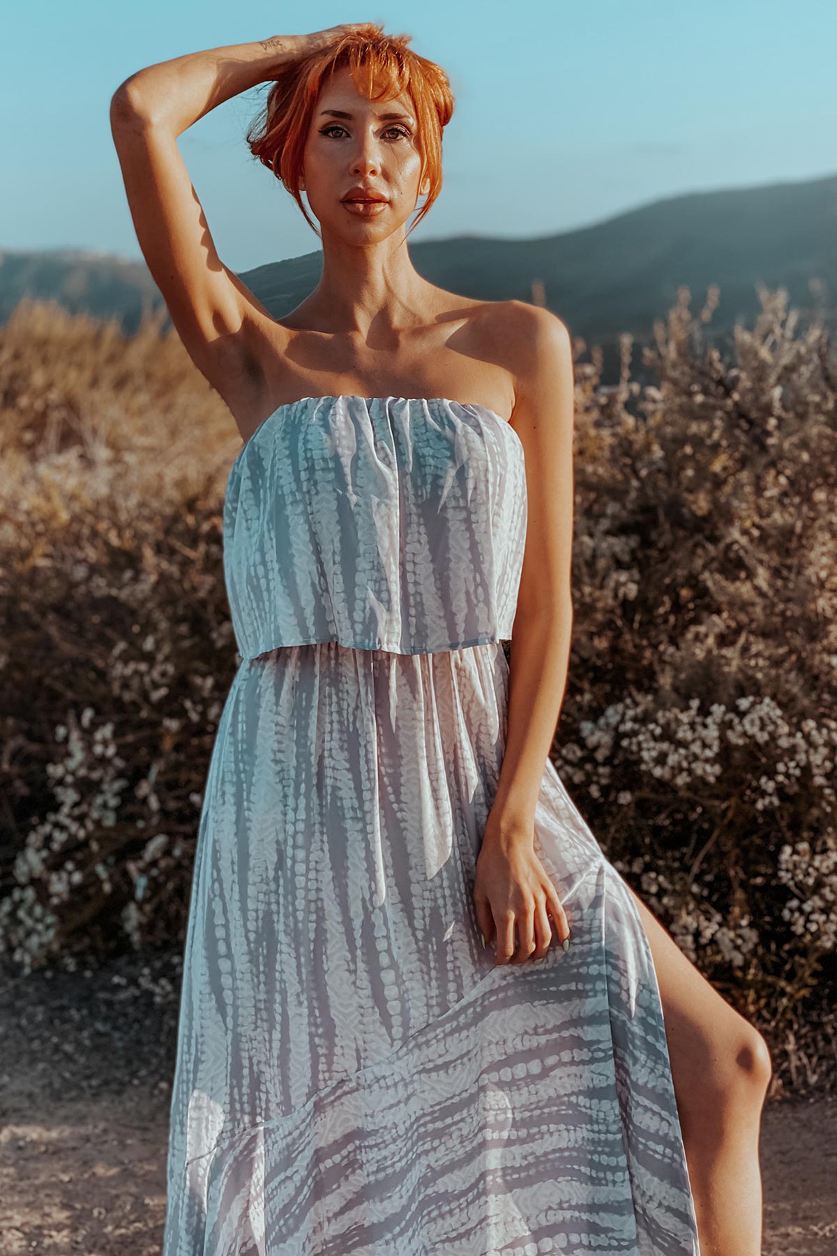 Tie-Dye Strapless Maxi