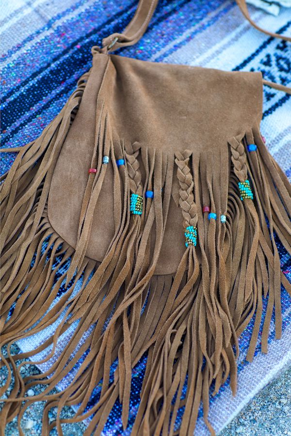 suede fringe boho bag