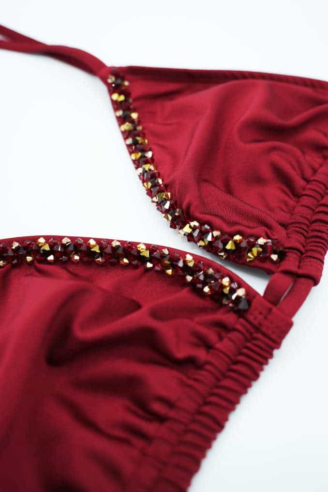 deep red triangle bikini top