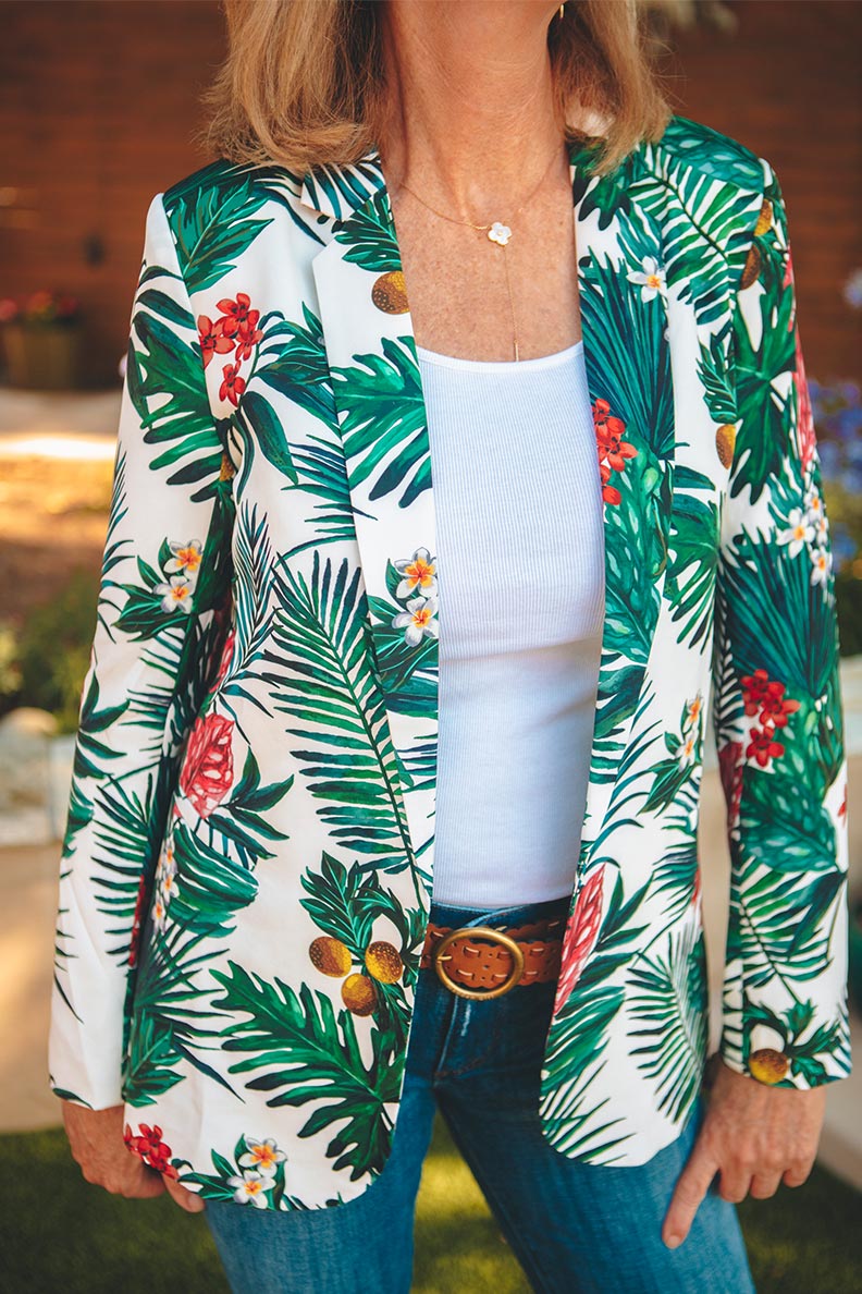 tropical print blazer