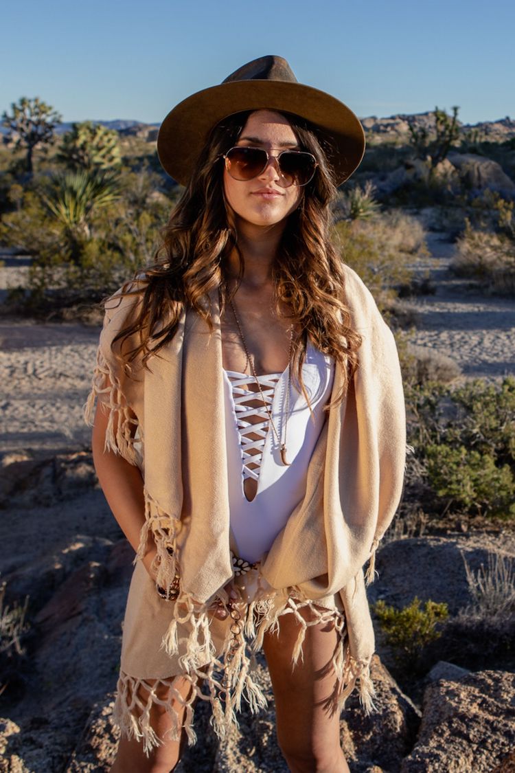 tan fringe beach cover up