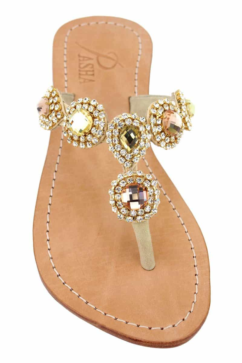 Genuine Crystal Leather Sandals