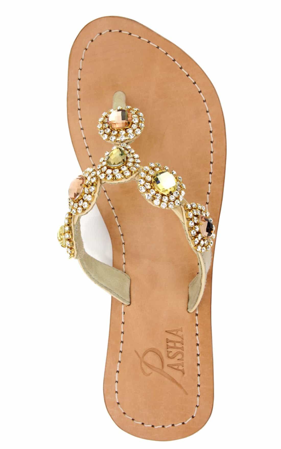 Unique Gold Jeweled Sandals 