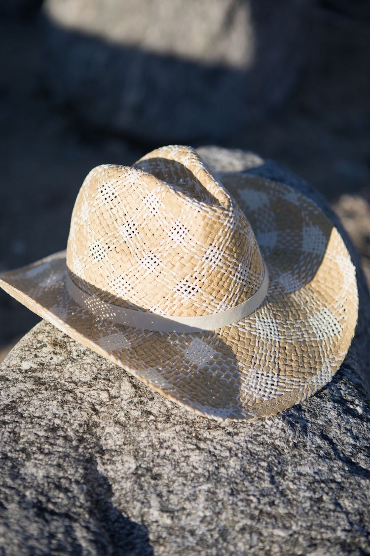 gingham straw western hat